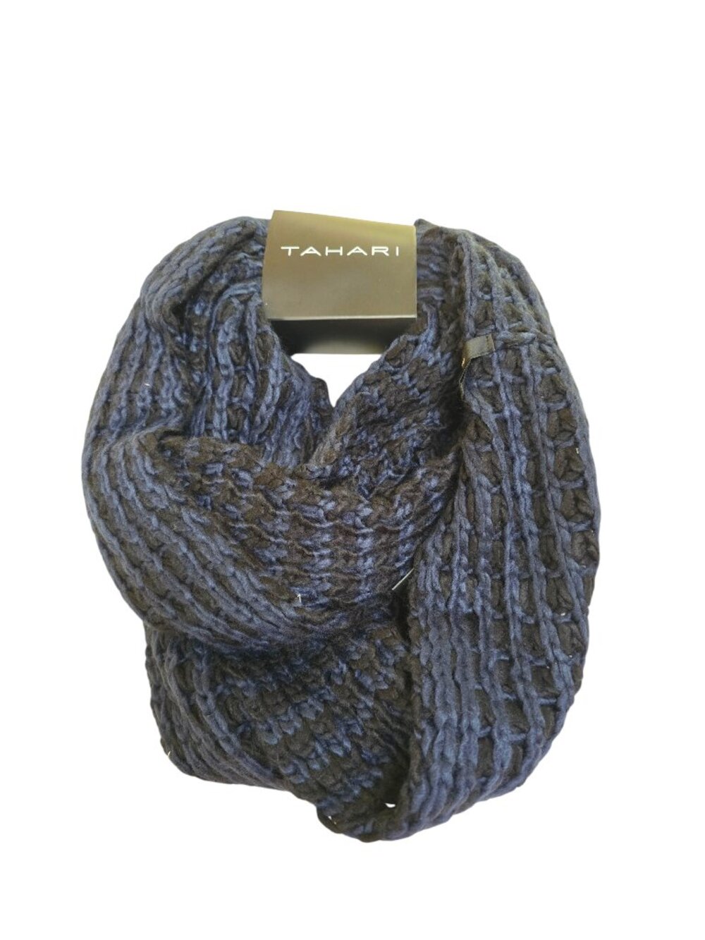 Tahari  2 Color Wrap Popcorn Scarf Blue Black NWT